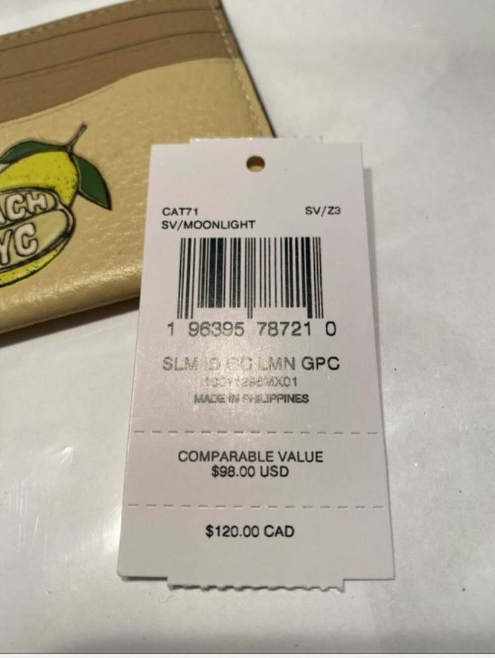 Coach-Slim ID Lemon π NYC Card Case-Card Holder - Picture 6 of 6